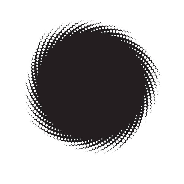 Circular black and white halftone effect