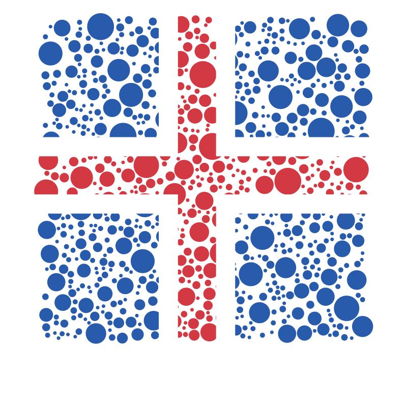 Icelandic flag with dotted pattern