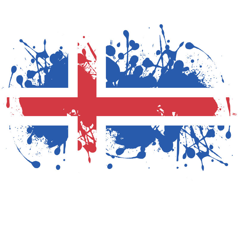 Flag of Iceland with ink splatter