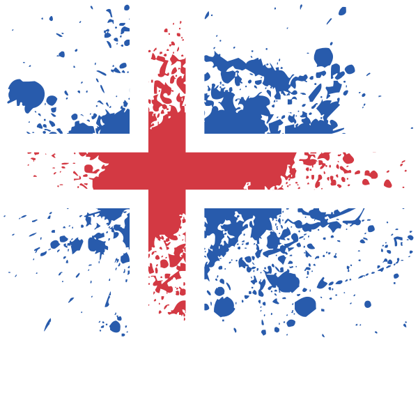 Icelandic flag paint splatter pattern