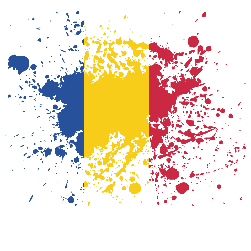 Romanian flag ink splatter