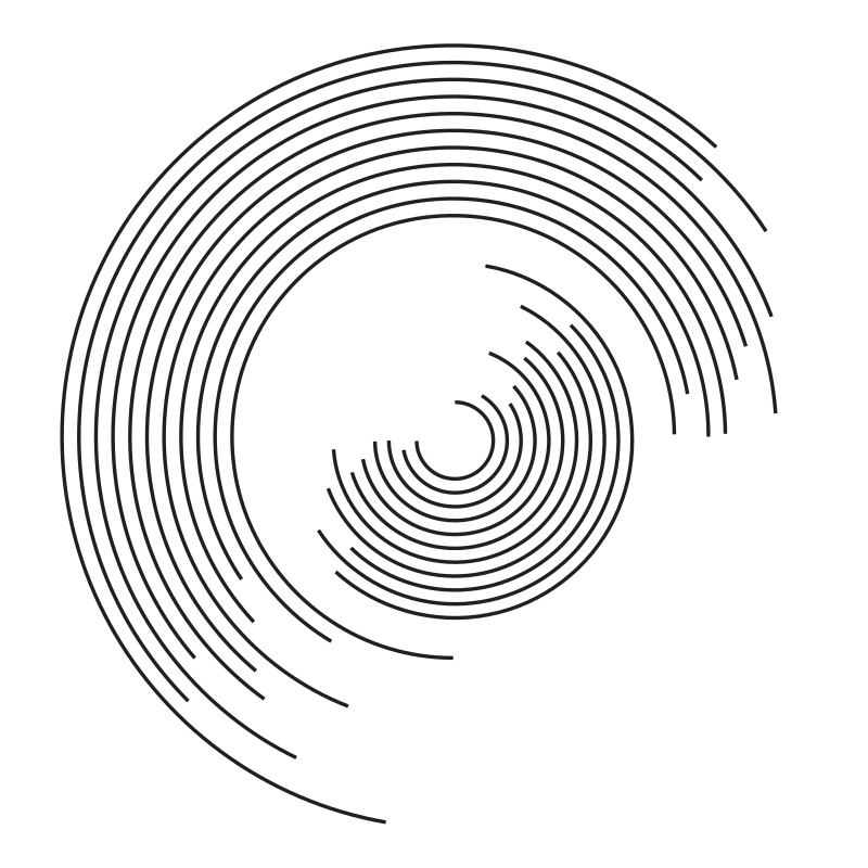 Circular black lines art shape