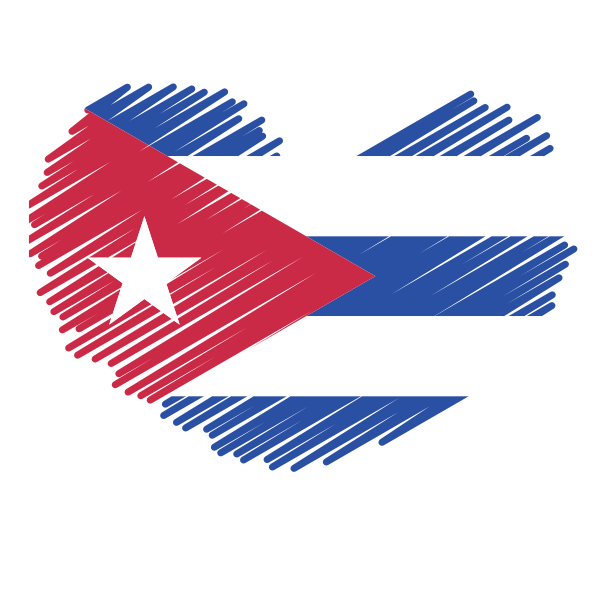 Cuban national flag in heart shape