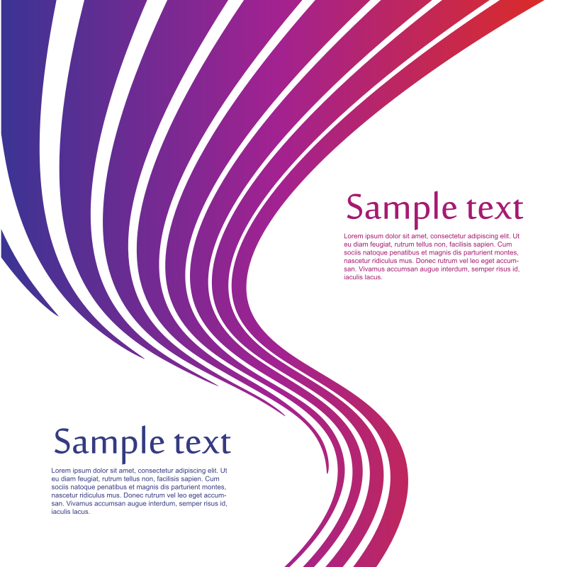 Wavy colored stripes with sample text