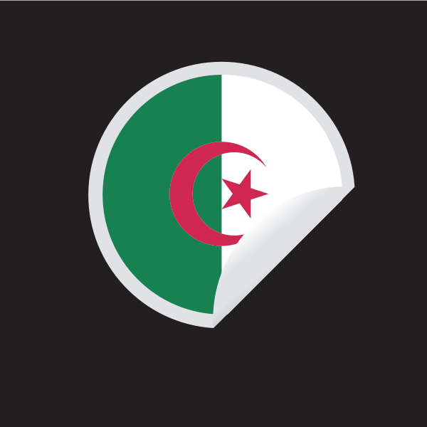 Peeling sticker with Algerian flag