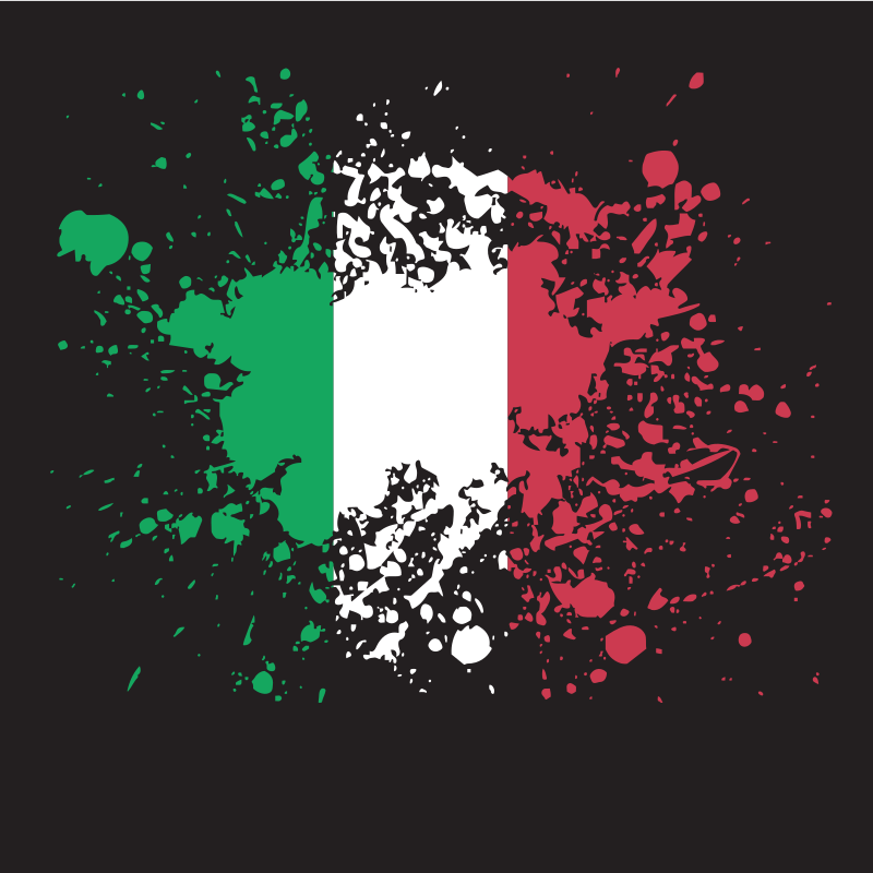 Italian flag ink splatter on black background