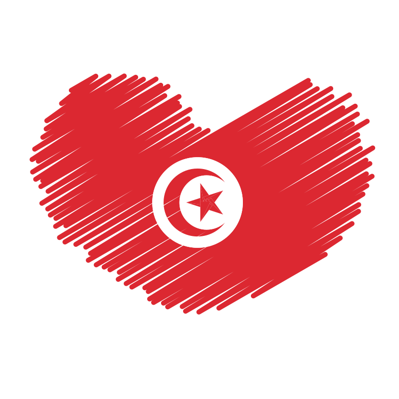 Tunisian flag heart symbol
