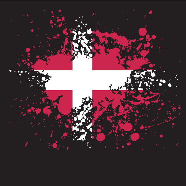 Danish flag ink splatter
