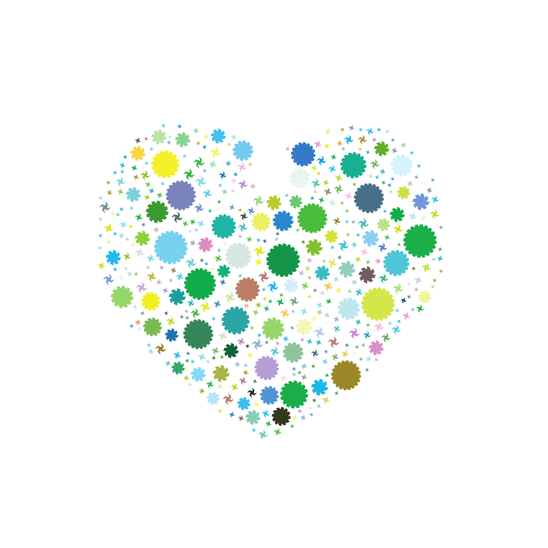 Heart silhouette with green circles