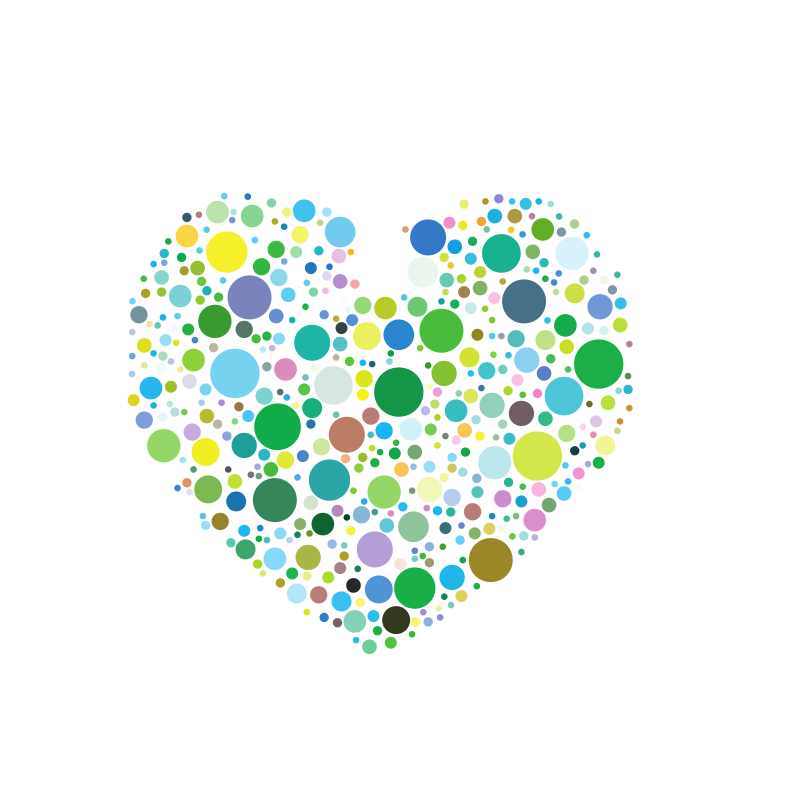 Heart colourful dots