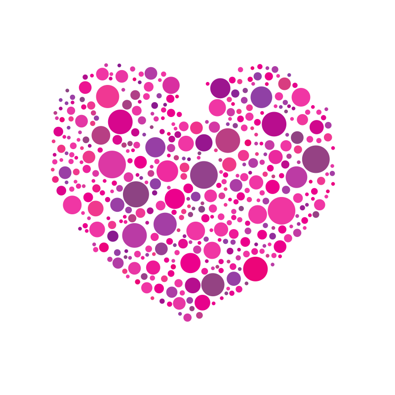 Pink dots heart silhouette