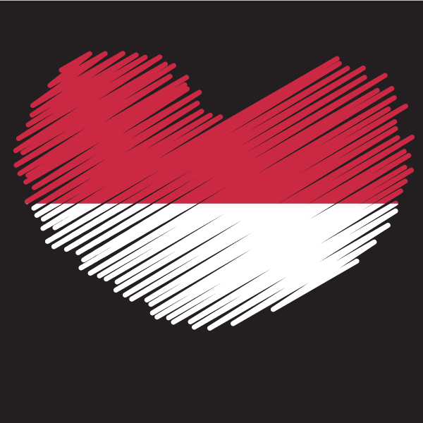 Indonesian flag heart shape