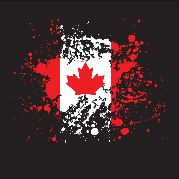 Canada flag ink splatter