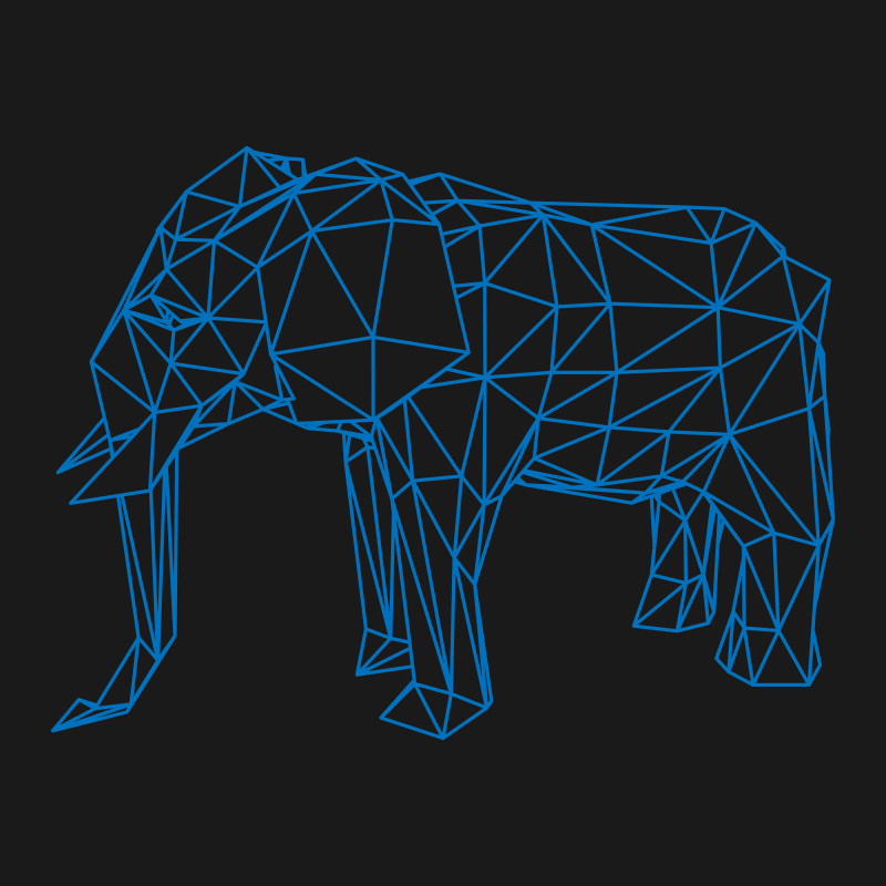 Elephant outline low-poly shape