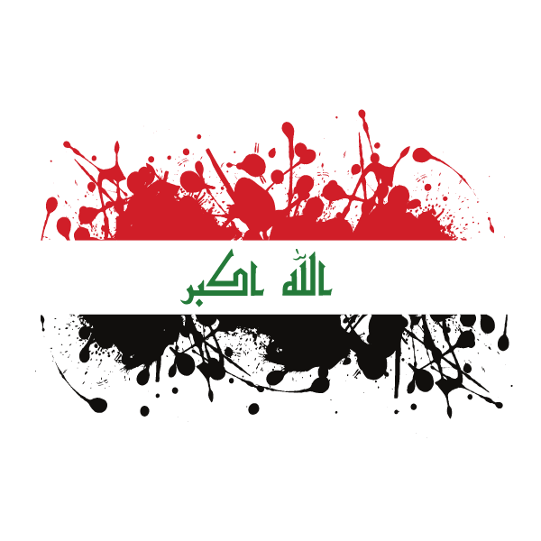 Iraq flag ink splatter
