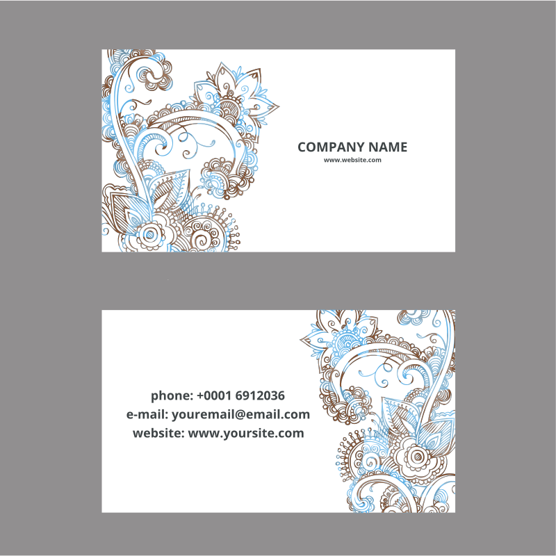 Paisley pattern business card layout