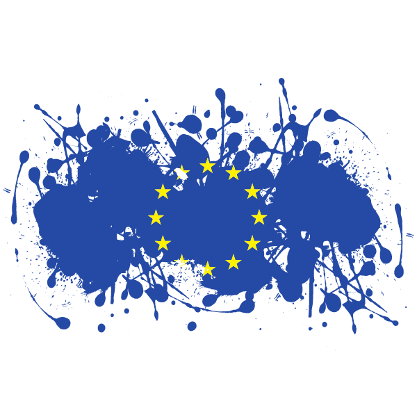 European Union flag ink splatter