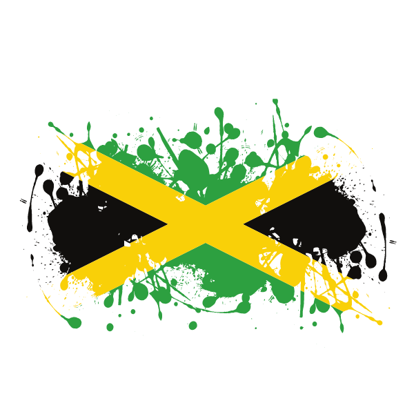 Jamaican flag ink splatter