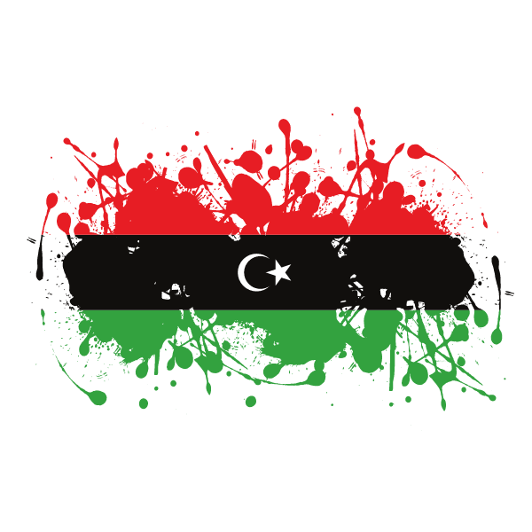 Libyan flag ink splatter