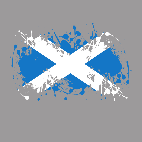 Scottish flag ink splatter