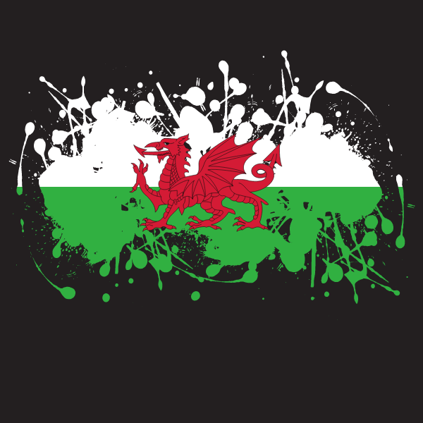 Welsh flag ink splash