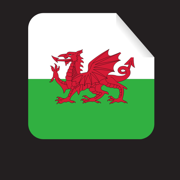 Welsh flag square-shaped peeling sticker