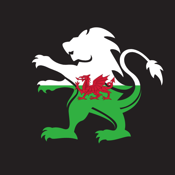 Welsh flag heraldic lion emblem