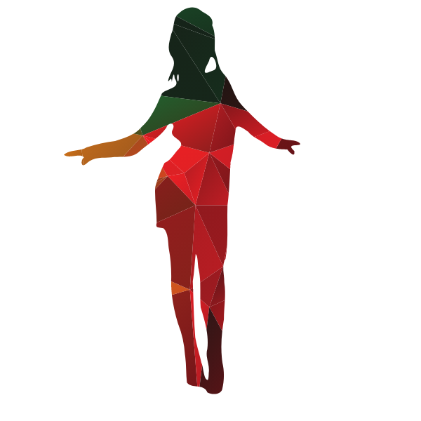 Elegant woman silhouette color clip art