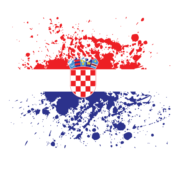 Croatian flag ink splatter