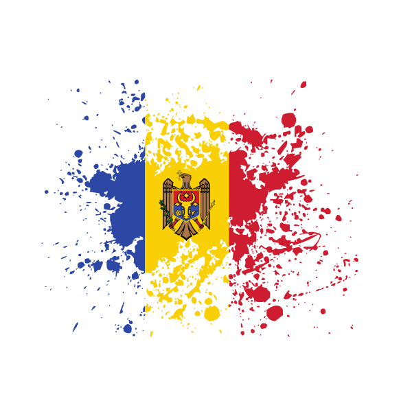 Moldova flag ink splatter
