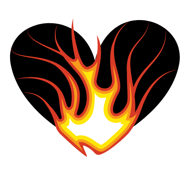 Heart in flames clip art