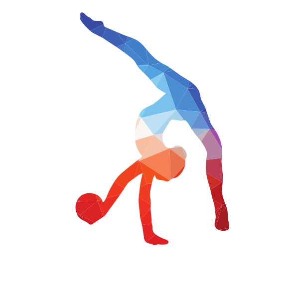 Female gymnast silhouette low poly pattern
