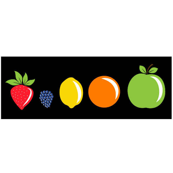 Fruits in various colors