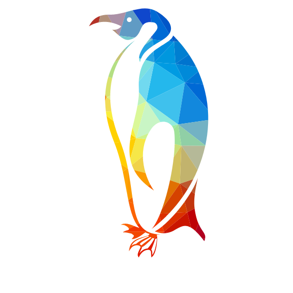 Penguin silhouette low poly pattern