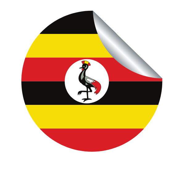 A peeling sticker with the flag of Uganda