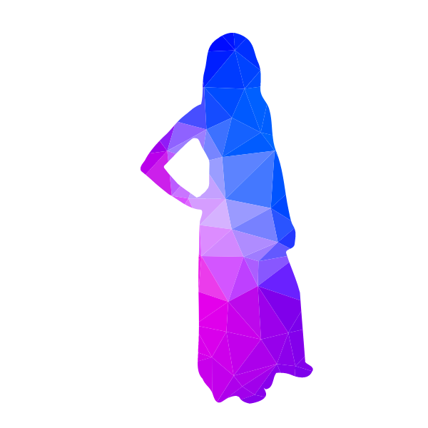 Woman silhouette blue and pink pattern