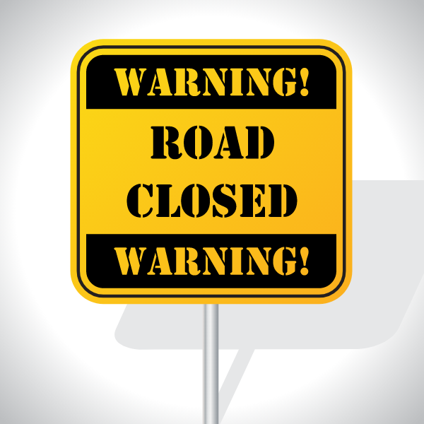 Warning sign road closed