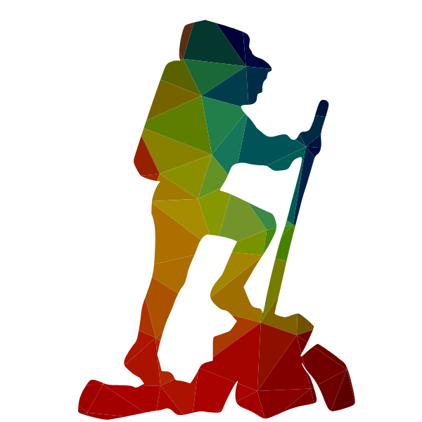 Hiker low poly silhouette