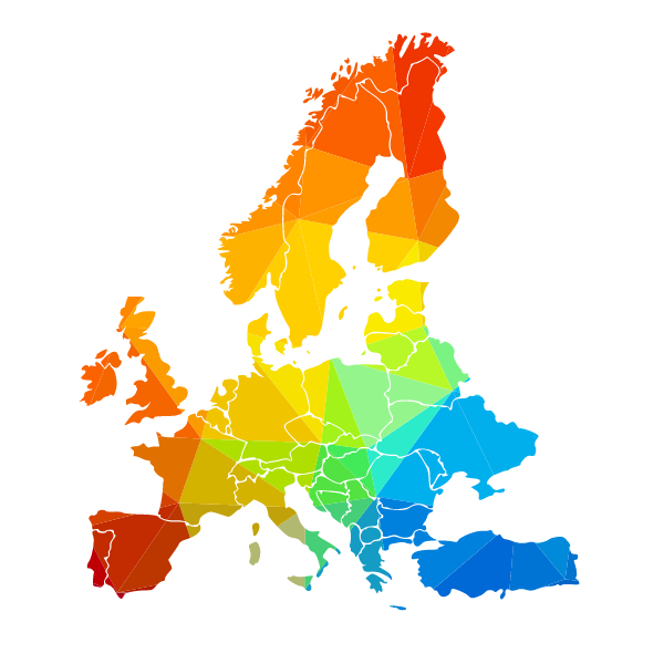 Map of Europe with colored pattern