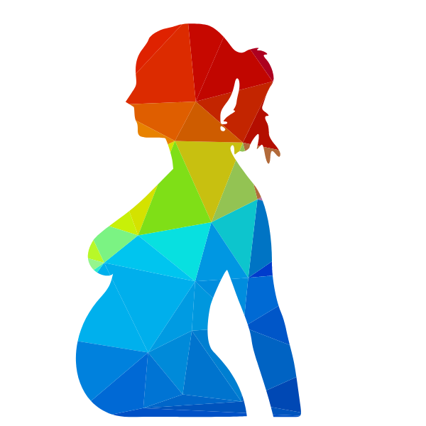 Pregnant woman low poly silhouette
