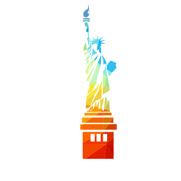 Statue of liberty silhouette low poly pattern