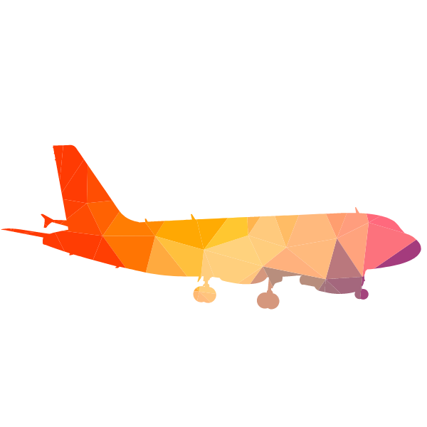Airplane landing vector silhouette