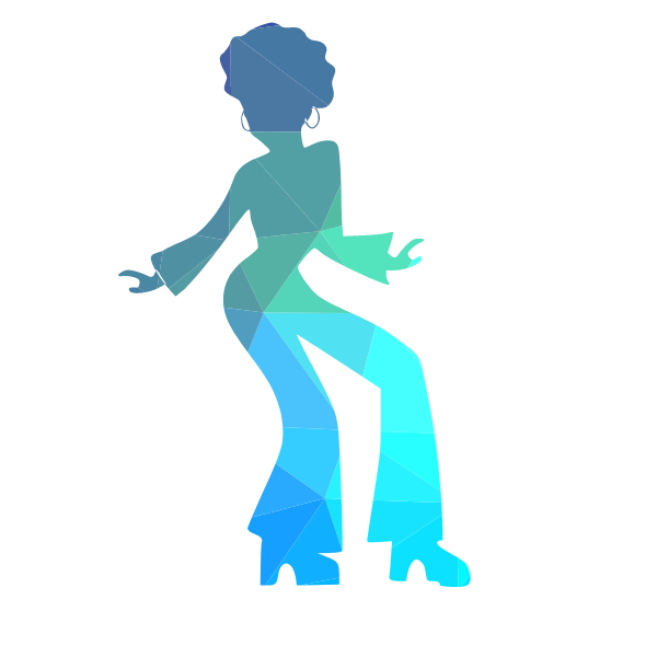 Disco girl blue silhouette