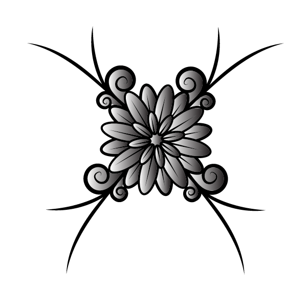 Floral decoration monochrome clip art