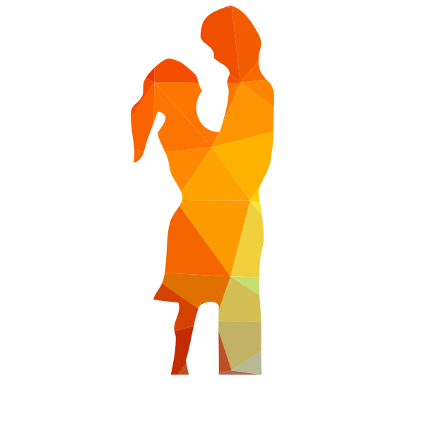 Loving couple silhouette low poly