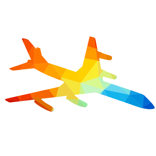 Passenger airplane silhouette low poly
