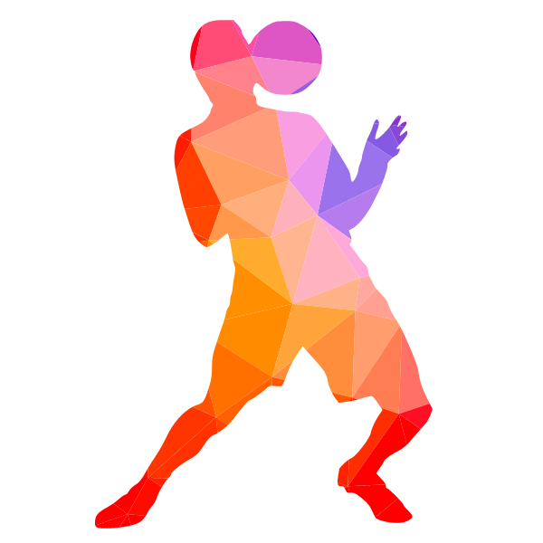Football player with a ball silhouette low poly