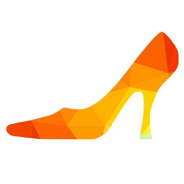 High heel shoe silhouette low poly pattern