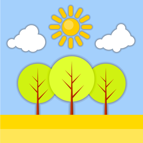 Green tree landscape with sunny weather