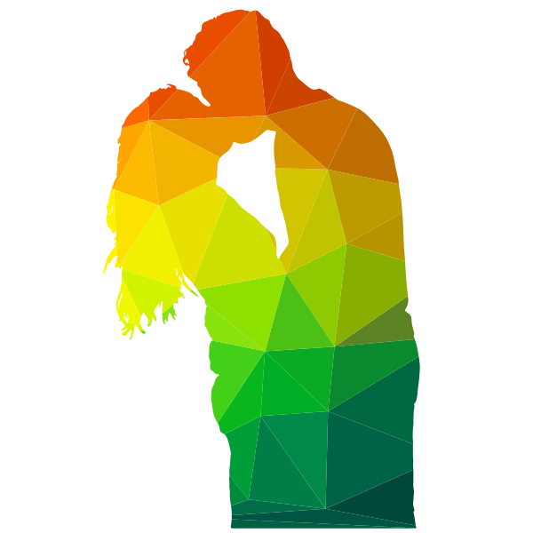 Couple kiss silhouette low poly
